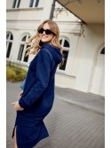 Sports midi dress with hood, navy blue FI725 - Online store - Boutique